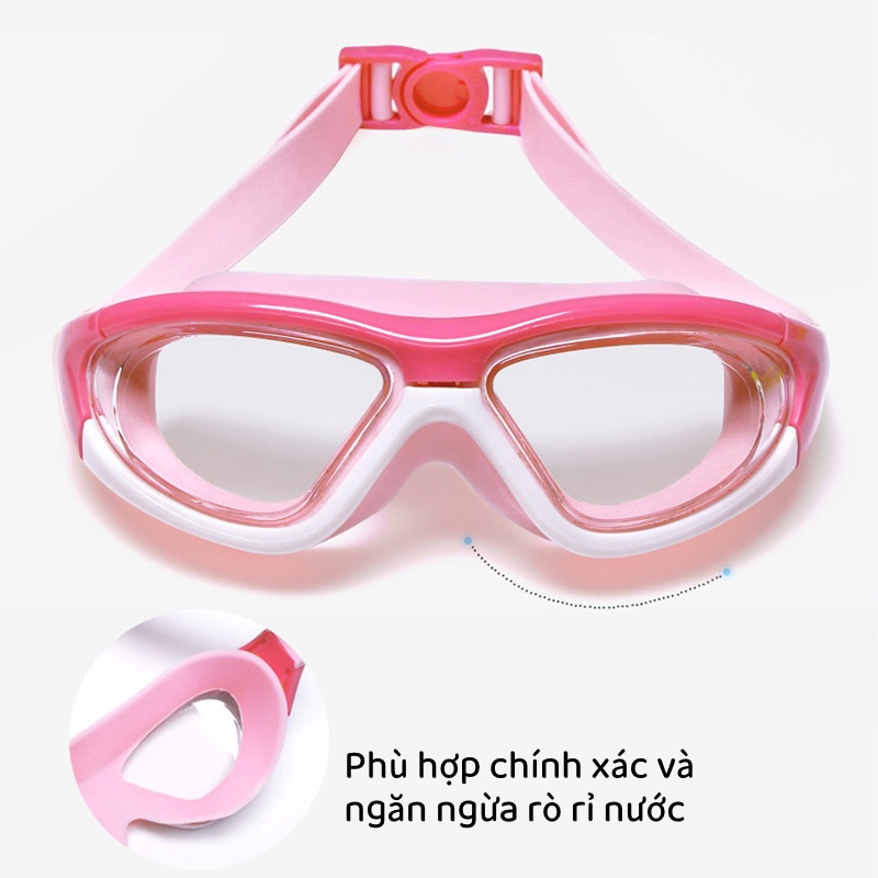 Kính bơi trẻ em,Áo Phao Bơi,Kính bơi cao cấp,Kèm nút bịt tai,Chống tia UV,chống mờ,góc rộng,có viền cao su 1.5cm ngăn