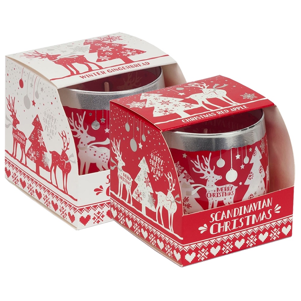 Combo 2 ly nến thơm tinh dầu Bartek Scandinavian Christmas 100g - gừng, táo, quế, thơm phòng, khử mùi, không khói