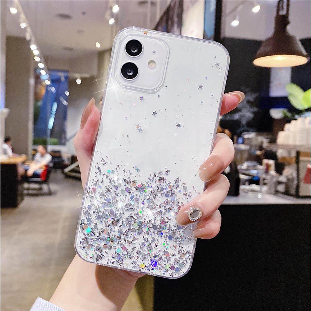 Ốp điện thoại kim tuyến trong suốt lấp lánh cho Apple iPhone 5 5s SE 6 6s 7 8 Plus