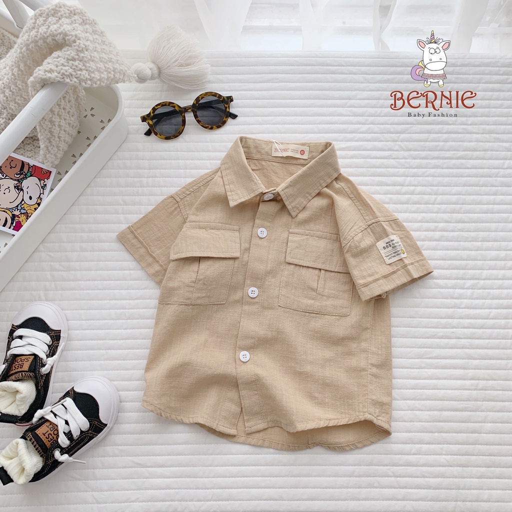 Áo sơ mi bé trai vải mềm mát, áo sơ mi trai đẹp đi học đi chơi Bernie