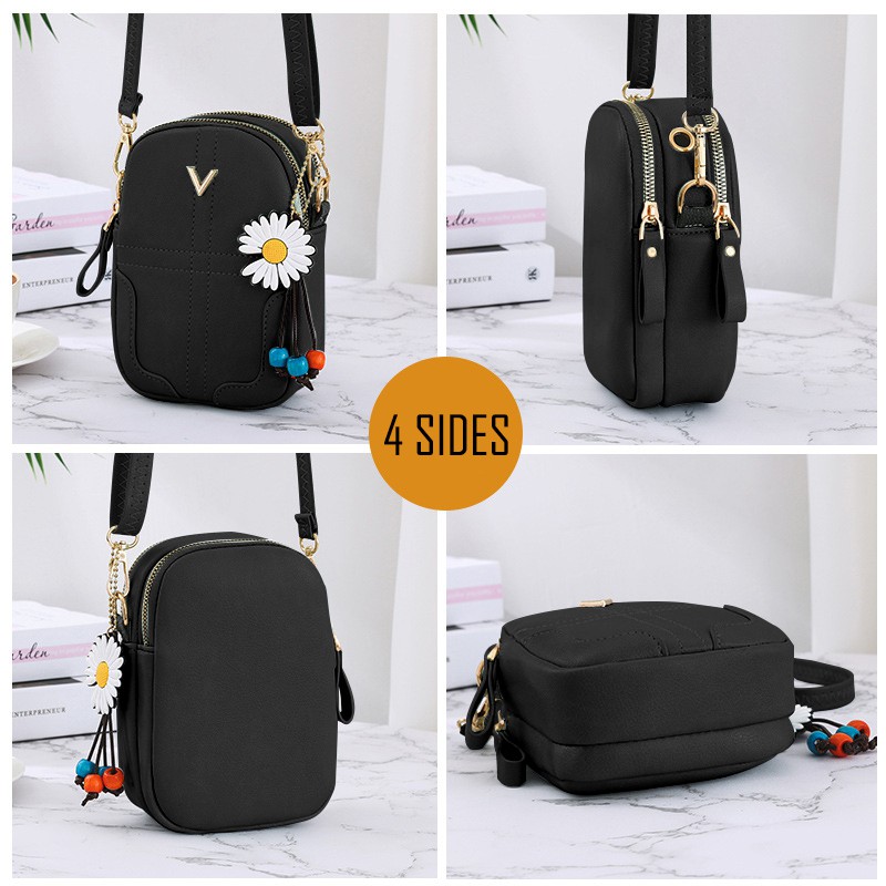 Túi Đeo Chéo Mini Đựng Điện Thoại Thời Trang Da Mềm T26V Màu Đen