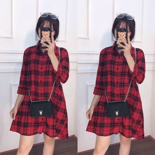 Sơ mi váy kẻ