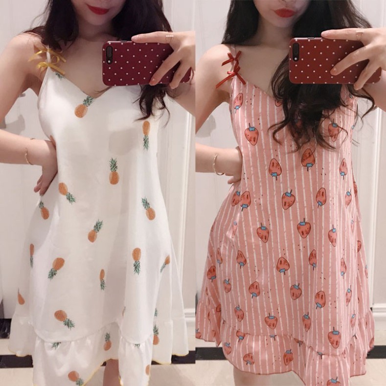 👈👇Đầm Ngủ 2 Dây Kèm Bra Lót Mút Dễ Thương (7 mẫu) -👈👇 DN002 👈👇Đẹp Quá👈👇