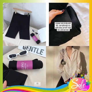 Quần legging lửng, đùi, ngố đẹp lỡ, quần tập yoga nữ đen ngắn mặc nhà lưng thun ôm bó sát rainbow co giãn tốt Q013