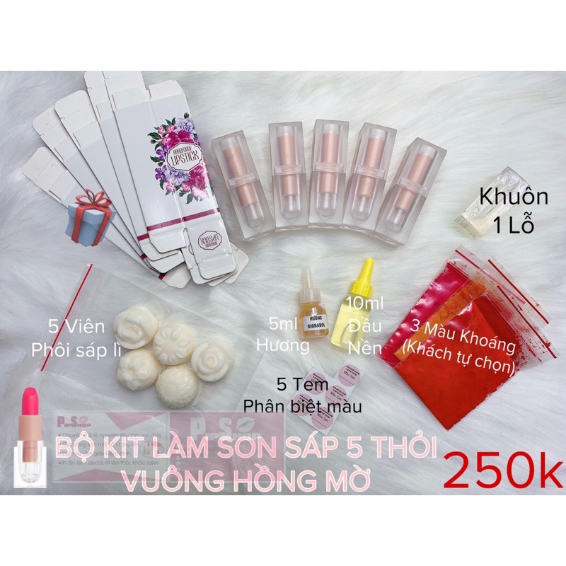 BỘ KIT LÀM SON SÁP 5 THỎI HANDMADE.