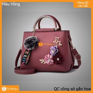 Túi xách nữ công sở gắn hoa hàng Quãng Châu CAO CẤP size lớn