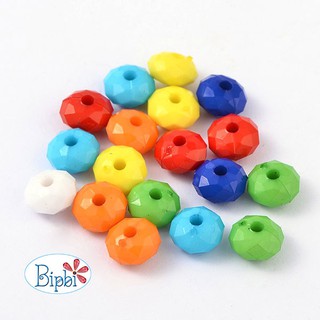 Hạt nhựa dẹt nhiều màu xâu vòng trẻ em