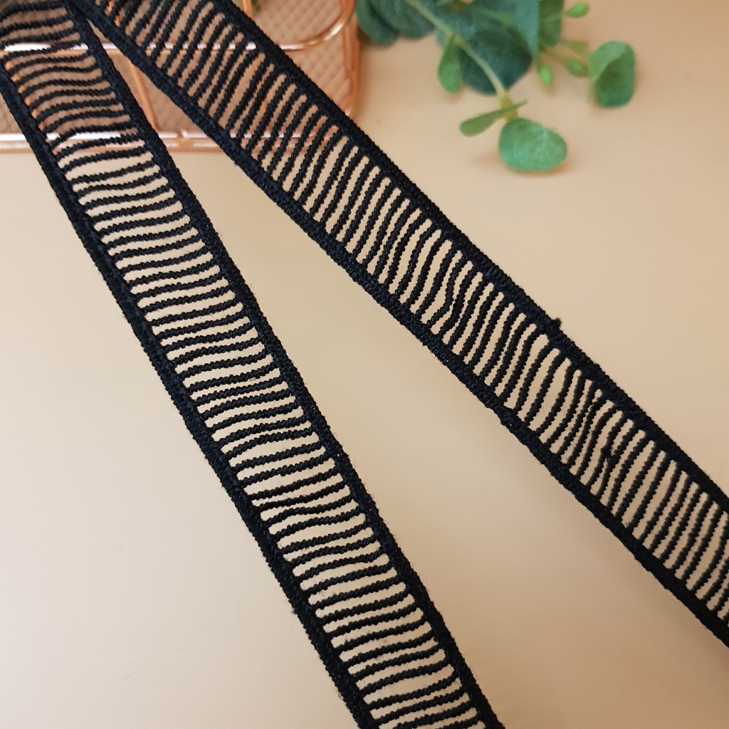 RC30 Cuộn 9 mét dây viền ren chỉ thêu hoa rộng 2cm ren may đồ, ren viền váy áo màu đen Maihoaflower