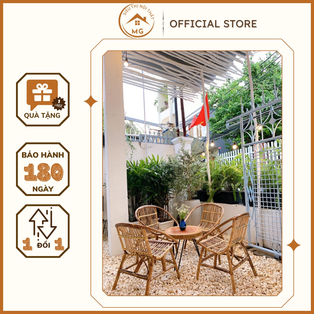 (Best seller) Ghế Mây Sò tự nhiên, Ghế mây Cà Phê giá rẻ, ban công gia đình, Homestay, sân vườn ( có kèm lót cói)