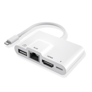 AMORUS Đầu chuyển đổi Lightning sang USB OTG+ RJ45 + HDMI + cổng sạc chuyên dụng