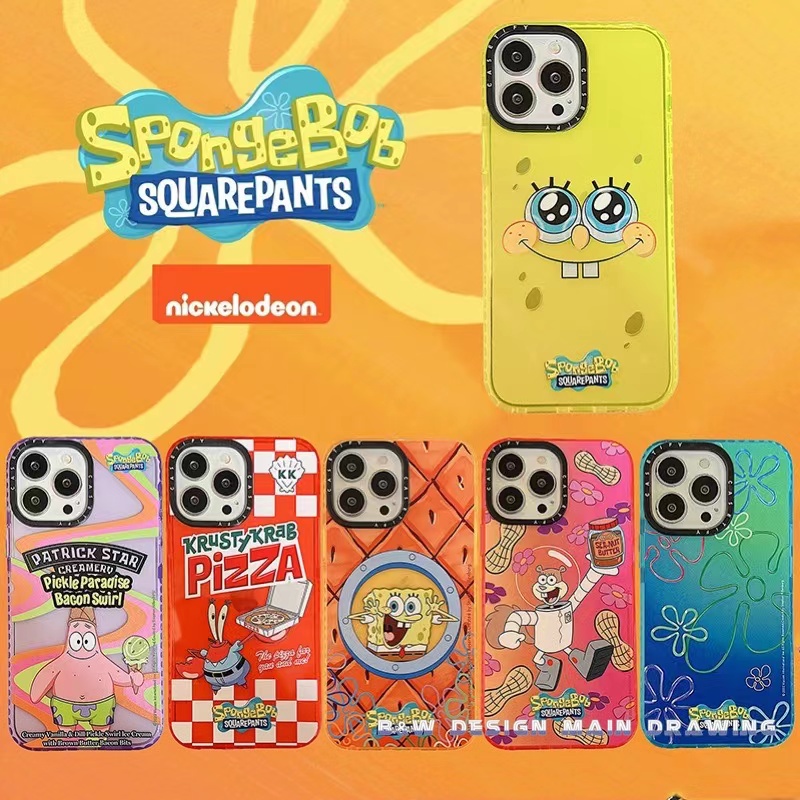 Ốp Điện Thoại Dẻo Họa Tiết Hoạt Hình SpongeBob Màu Huỳnh Quang Dễ Thương Chống Sốc Cho iPhone 13 12 11 Pro Max X XR 7 8