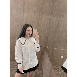 Sơ mi viền đen sẵn hàng cực đẹp. Sỉ 85k