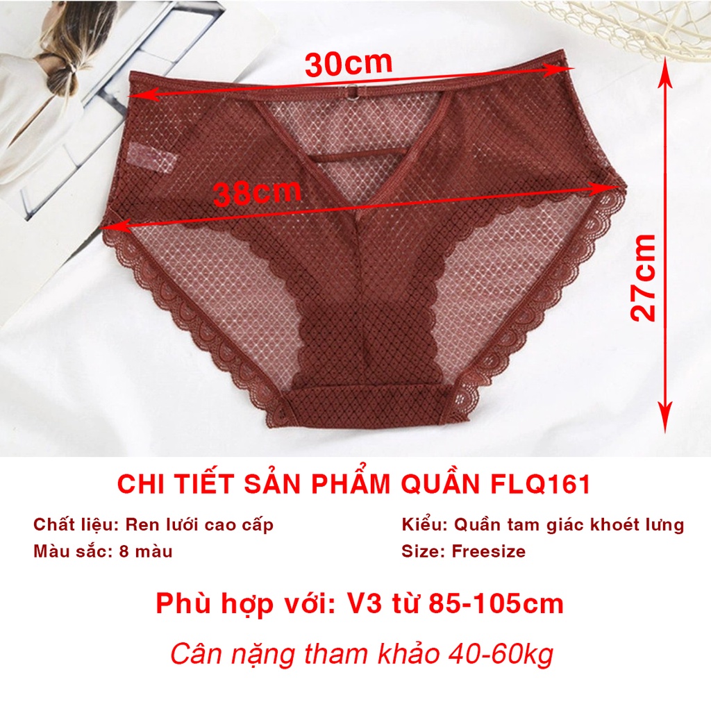 Quần lót nữ ren lưới khoét lưng tam giác tuyệt đẹp, Quần chip ren cao cấp Havana FLQ161
