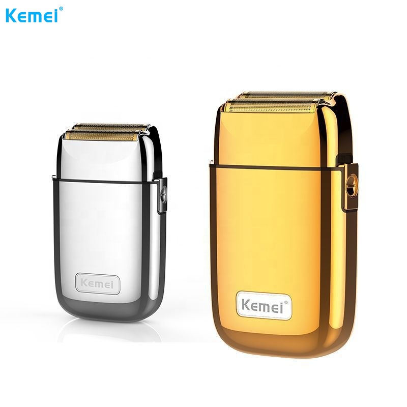 Máy Cạo Râu Kemei KM-TX1 Màu Vàng Và Bạc Tiện Dụng Cho Nam