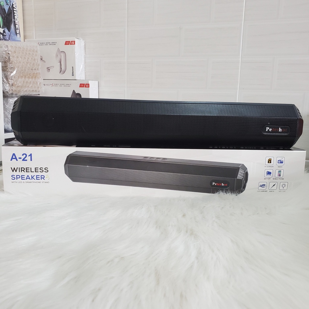 Loa bluetooth không dây kiểu dáng dài model A21, thiết kế đẹp tích hợp 2 loa cực đỉnh 2 màu - Bảo hành 6 Tháng