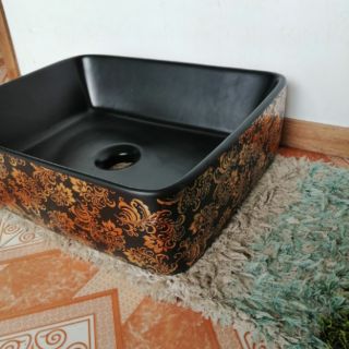 CHẬU RỬA LAVABO CAO CẤP ĐEN IN 3D