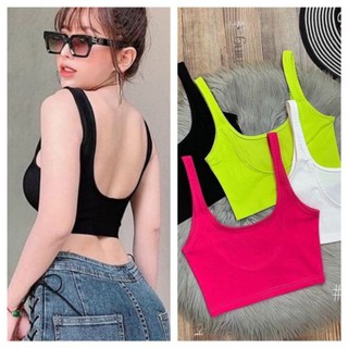 Áo 2 dây croptop cổ U thời trang