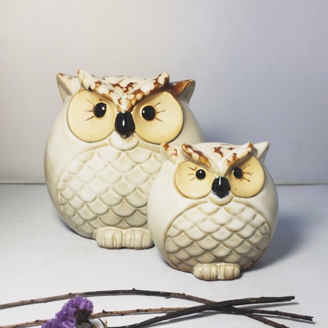 Tượng sứ decor: cú đôi