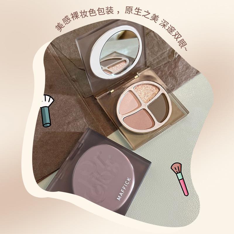 Maffick Bảng Phấn Mắt Bốn Màu nude / Cà Phê / Sữa / Ánh Ngọc Trai Nhỏ Gọn Dành Cho Nữ Sinh