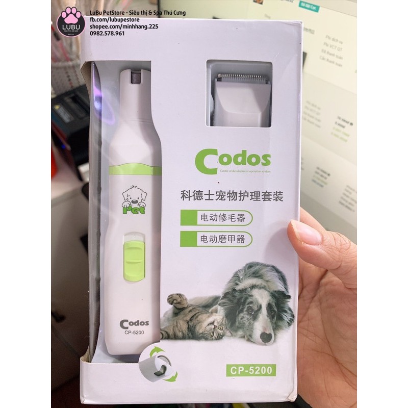 (CODOS CP 5200) Tông đơ cắt tỉa thú cưng 2in1 cắt lông và mài móng