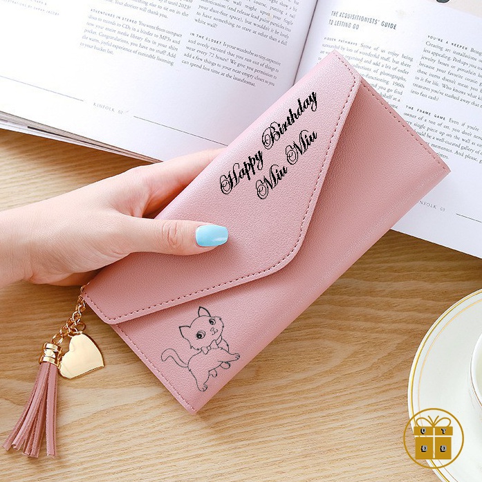 Ví Nữ Cầm Tay Khắc Chữ Theo Yêu Cầu - Quà Sinh Nhật Cho Nữ, Món Quà Ý Nghĩa Dành Tặng Mẹ