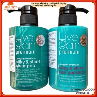 (LIVEGAIN_CHÍNH HÃNG) Combo dầu gội và xả Livegain Premium Silky & Shine 450mlx2