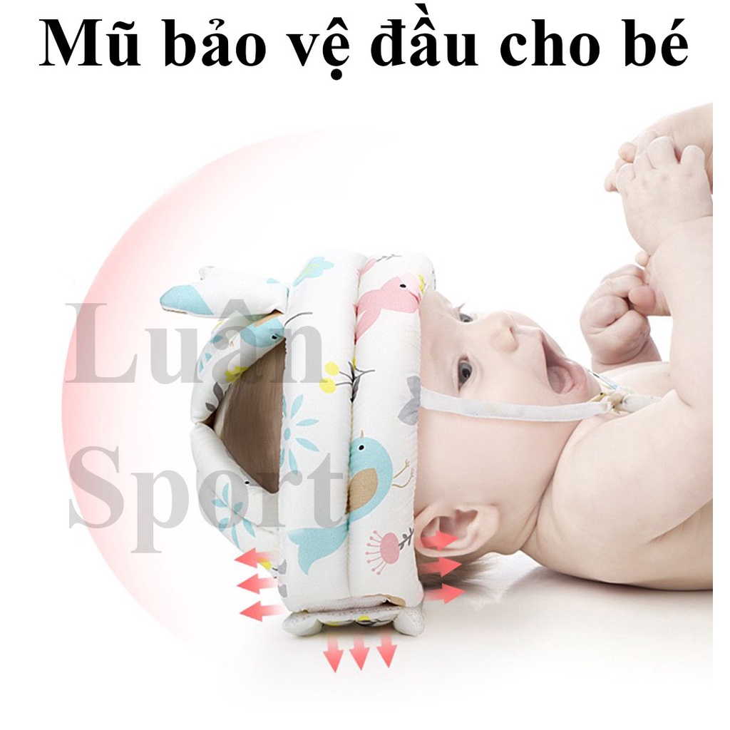 ⭐Mẫu có 2 tai⭐Mũ bảo hiểm cho bé tập bò,tập đi,siêu nhẹ,siêu thoáng,điều chỉnh theo kích thước vòng đầu,Từ 6-36 tháng