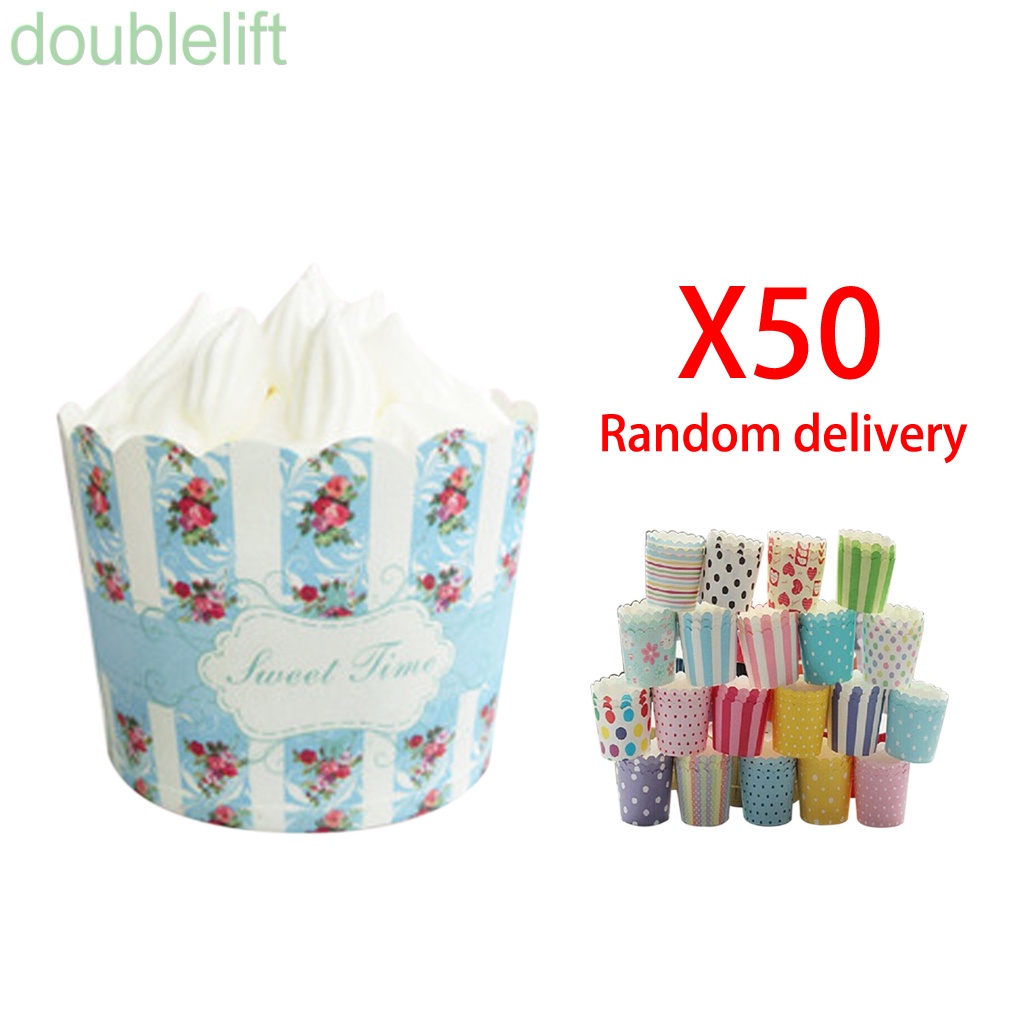 Set 50 cốc giấy đựng bánh cupcake dùng một lần tiện dụng