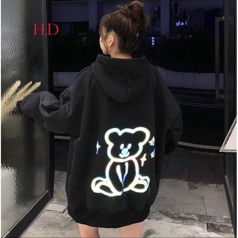 Áo hoodie phản quang gấu sao bảy màu HD12