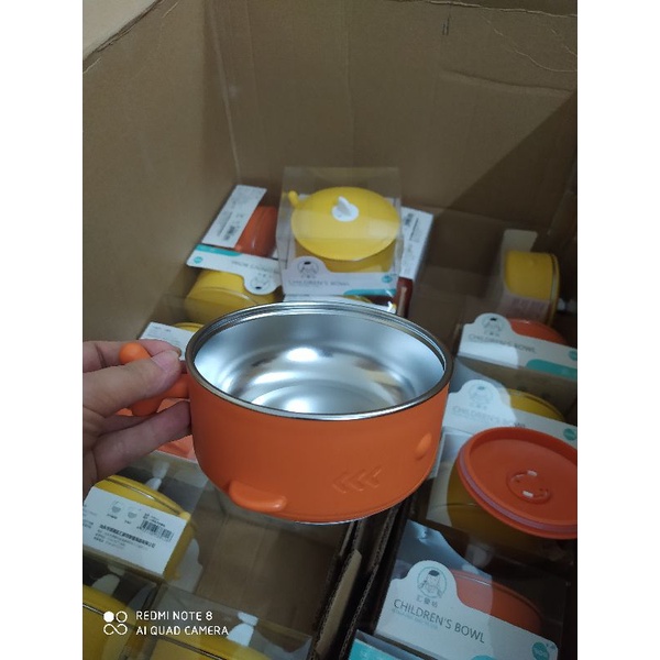 Bát ăn dặm inox giữ nhiệt, chống đổ cho bé