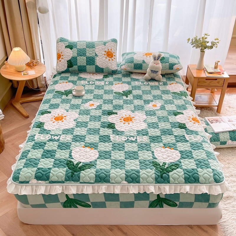 Ga gối nỉ nhung vintage mềm mịn ấm áp set 3 món bọc nệm dưới 30cm cao cấp