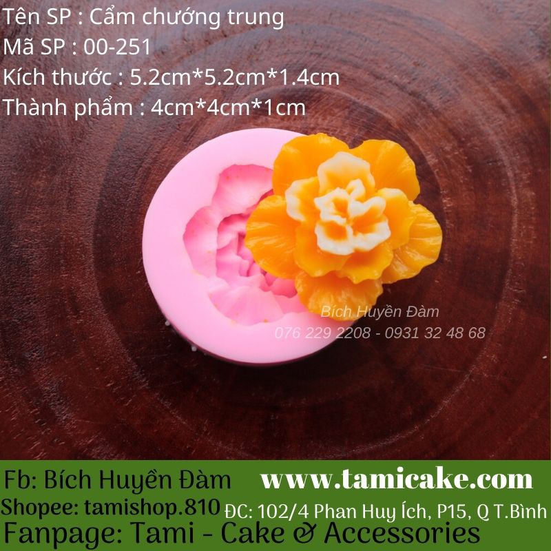 khuôn silicon hoa cẩm chướng size trung 251