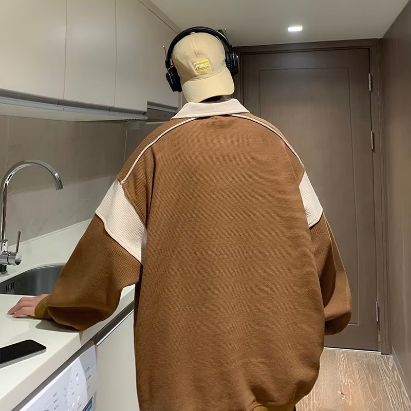 Áo Sweater Cổ Polo Phong Cách Hàn Quốc áo sweater nam Thời Trang Thường Ngày áo sweater nữ Unisex