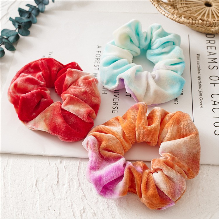 [NowShip2h] Dây Cột Tóc Scrunchies Màu Loang Phong Cách Hàn Quốc Chất Liệu Vải Nhung - Mã DT014