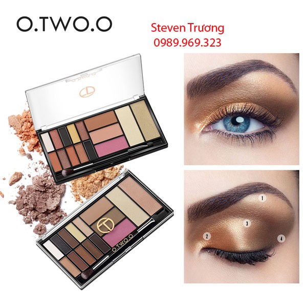 Bộ Kit trang điểm O.TWO.O tích hợp màu mắt, má hồng, phấn Hightlight