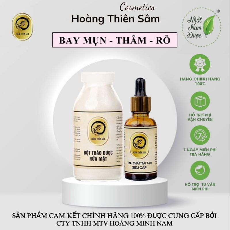 Serum Giảm Mụn Thâm Rỗ - Combo Hoàng Thiên Sâm Tái Tạo Da [Loại Mạnh] - Dành Cho Da Chai Lì Khó Hấp Thu