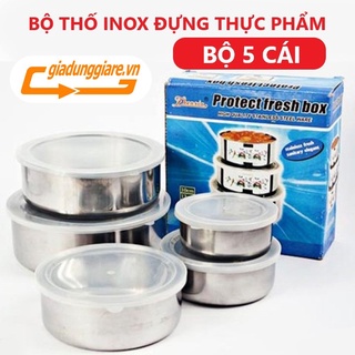BỘ THỐ INOX 5 CÁI dùng đa năng hộp đựng thực phẩm đồ ăn đựng cơm canh có nắp đậy tiện dụng - giadunggiare