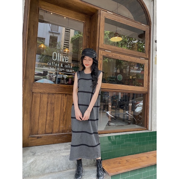 Váy tanktop maxi kẻ ngang