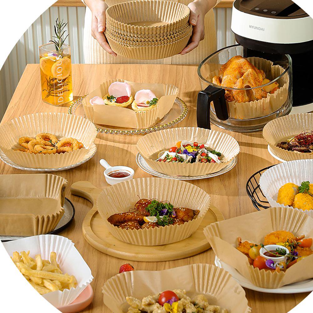 Set 50 / 100 Giấy Lót Nồi Chiên Không Dầu Hình Vuông Không Thấm Nước Chống Dính Dùng Một Lần