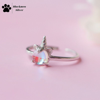 Nhẫn kỳ lân đá moonstone nhân tạo bạc s925-Blackmeo.silver