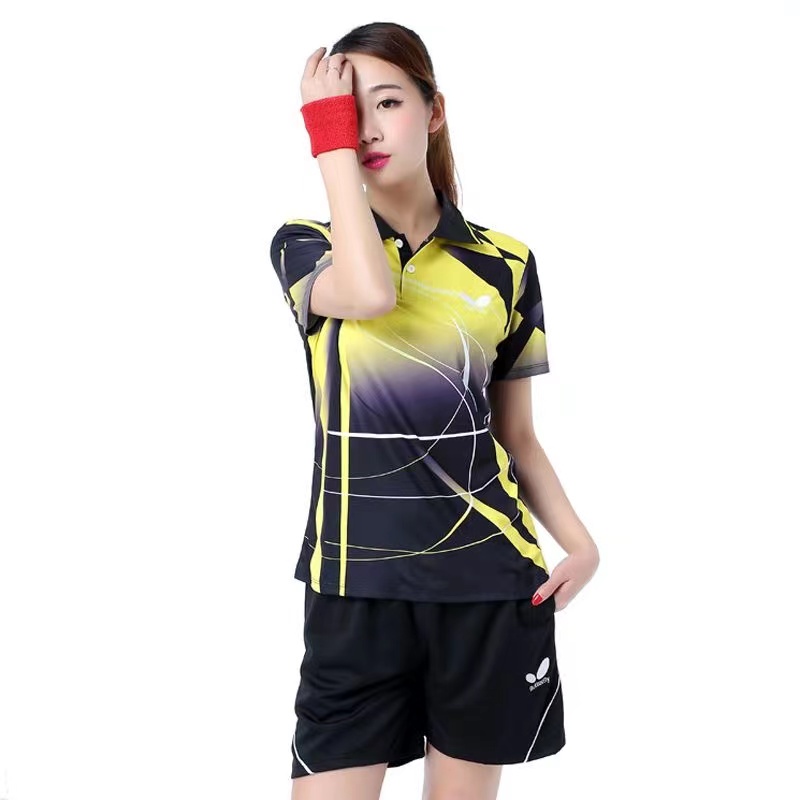 Áo Thun Thể Thao Tay Ngắn Thoáng Khí Mau Khô Họa Tiết Bướm Mới Dành Cho Nam Nữ Tập Luyện Bóng Bàn