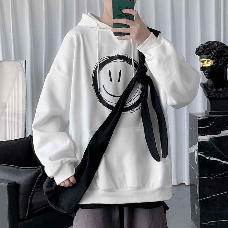 Áo hoodie tay dài vai xệ size lớn dáng rộng M-5XL phong cách sinh viên đại học Nhật Bản Hồng Kông đơn giản cho nam | BigBuy360 - bigbuy360.vn