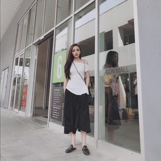 Sét áo lệch vạt mix quần bom