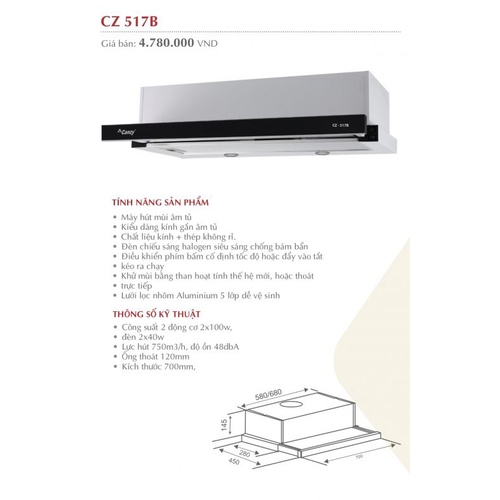 Máy hút mùi Canzy CZ-C517B - Chính Hãng