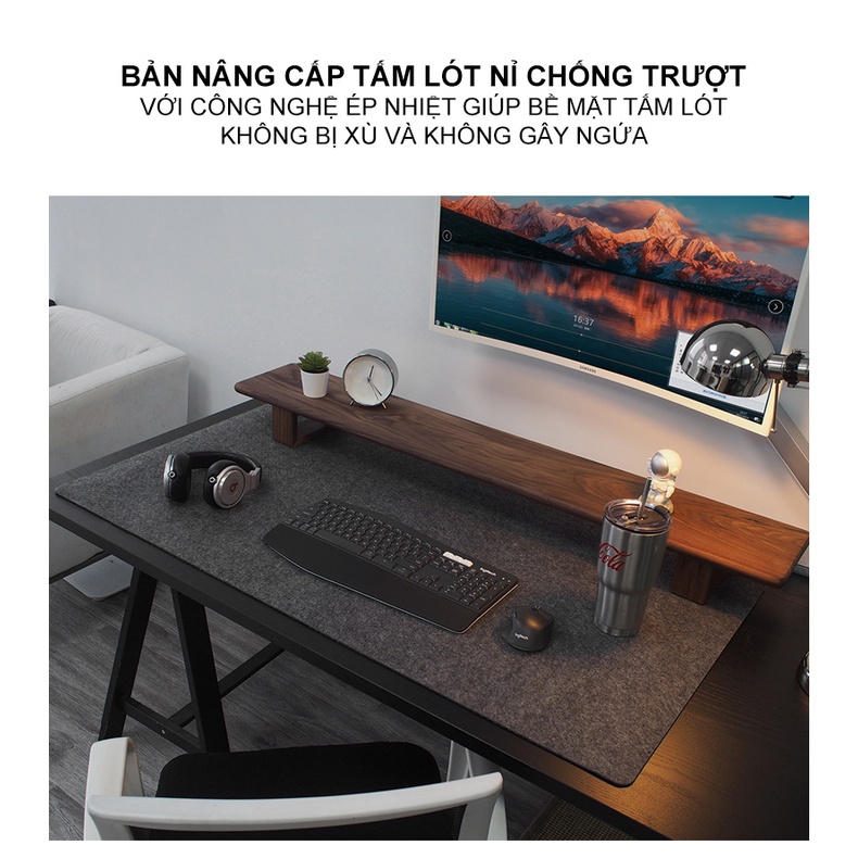 Lót Chuột nỉ - Pad Chuột nỉ -  Cao cấp tinh tế - Có lớp chống trượt - Size lớn 120x60cm 80x40cm. Dày 3mm