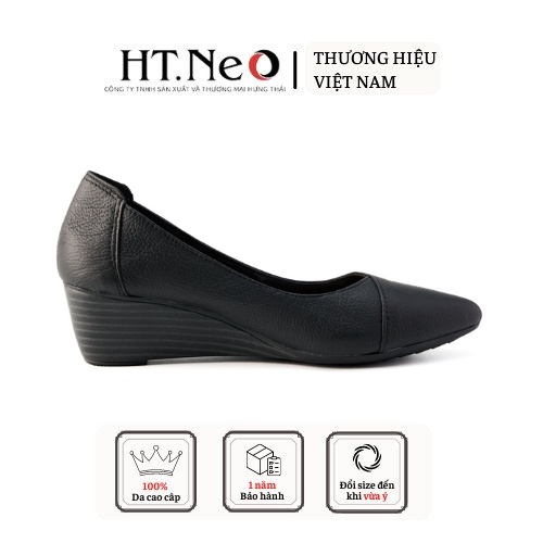Giày nữ đế xuồng HT.NEO da bò mềm mại đế xuồng 5cm, cực sang chân NU98