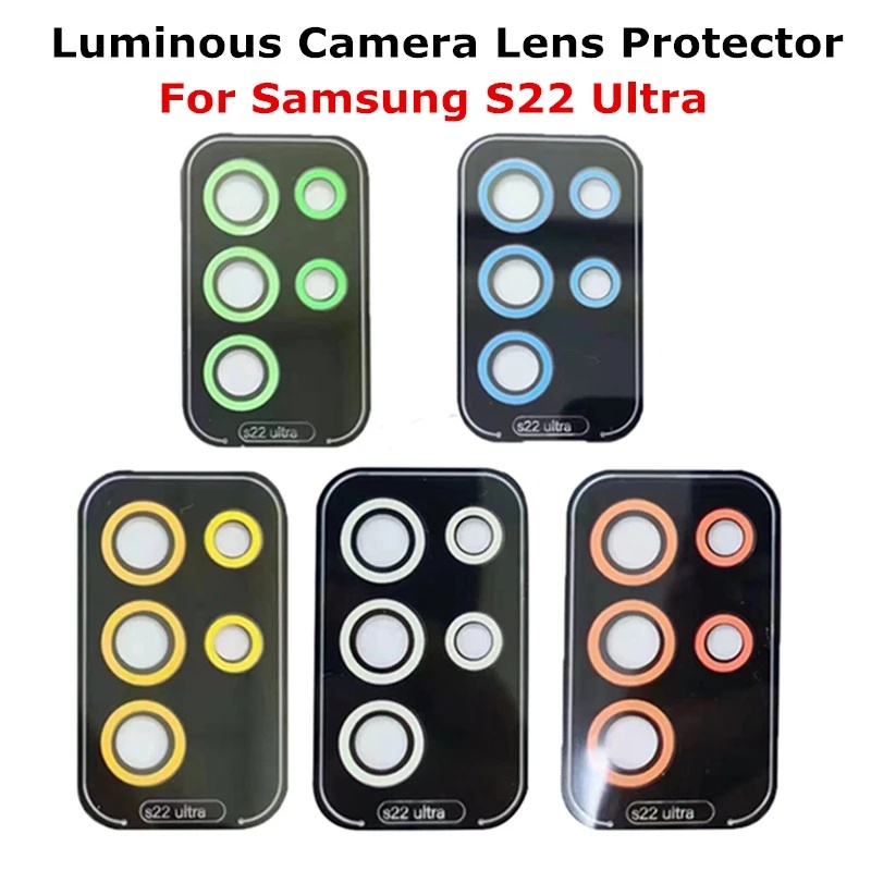 Kính Cường Lực Dạ Quang Viền Kim Loại Bảo Vệ Camera Cho Samsung Galaxy S22 Samsung S 22 S22 Plus Ultra