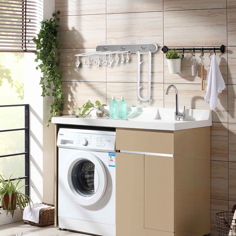 A - LIFE Giá Treo Phơi Đồ 24 Kẹp Đa Năng Không Cần Đục Lỗ Cho Nhà Tắm