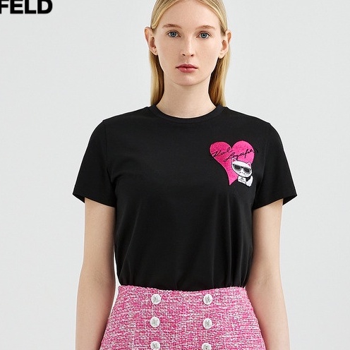 Áo Thun Cotton Tay Ngắn In Họa Tiết Karl Lagerfeld Thoải Mái Cho Nam Và Nữ