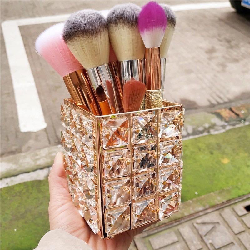 hũ đựng cọ makeup - cọ nail pha lê